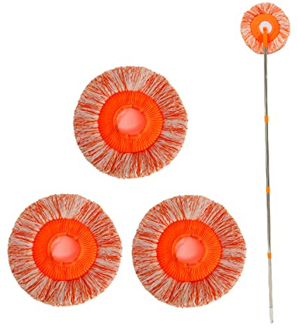 tondo, girevole a 360 gradi, con 4 aste rimovibili e testine intercambiabili, multifunzione, in microfibra regolabile con asta telescopica per parete di pavimento auto (A)