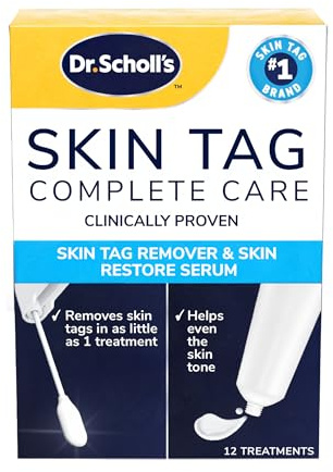 Dr. Scholl's Complete Care Skin Tag Remover Kit, 12 ct – Removes Skin Tags in As Little As 1 Treatment, FDA-Cleared & Clinically Proven, Permanent Results, Plus Serum
