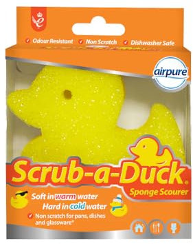 Scrub-a-Duck Sponge Scourer | Odour Resistant | Non Scratch | Dishwasher Safe | Cleaning Product for Kitchen & Bathroom
