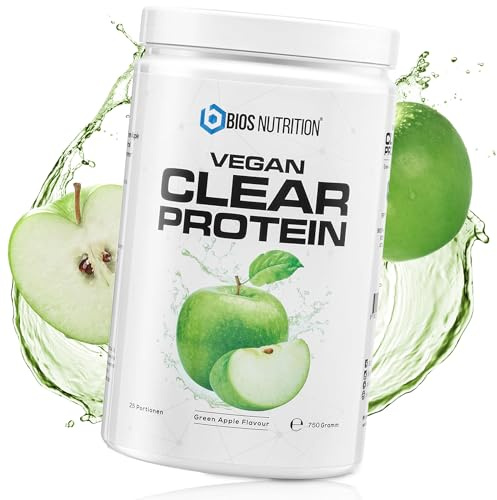 Klart veganskt protein GRÖNT ÄPPLE 750gr- otroligt läcker och uppfriskande shake - Clear Vassleprotein Alternativ med högkvalitativt hydrolysat av ärtprotein - BIOS Nutrition