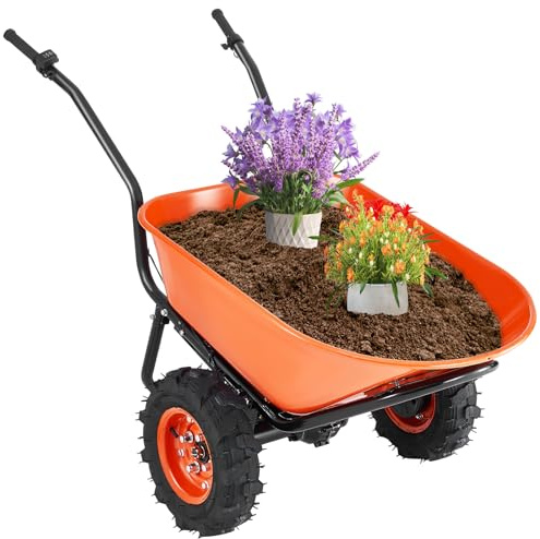 VEVOR Brouette Électrique 2 Roues Chariot de Jardin Motorisé 500 W, Poignée Métal, Roue Large 40 cm, 260 kg, Chariot Utilitaire Chargement Facile pour Ferme, Pelouse, Extérieur, Jardinage, Entrepôt