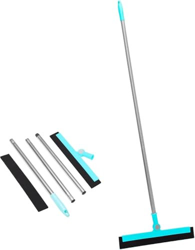 iTrend Floor and Window Squeegee - With Long Handle and Hanging Hole - 45 Degree Bending - Horizontal and Vertical Use - For Window, Garage, Floor or Bathroom Tiles - With Extra Sponge