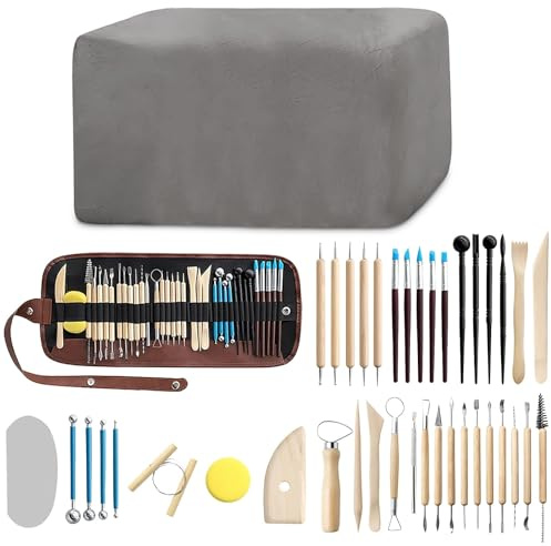 Natural Air Dry Clay Kit, All-Purpose Modeling Clay for Beginners Adult, 4.5 Kg Pottery Clay with 40 Pcs Sculpting Tool Set for DIY Crafts Art
