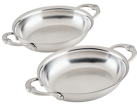 Hestan Provisions Oval Roasting Pan and Au Gratin Baking Dish, Clad Stainless Steel - Oven Safe 600F, Kitchen to Table Presentation, Dishwasher Safe