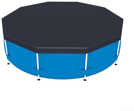 Cubierta de piscina redonda de PVC, cubierta de piscina, con 30 cm de voladizo alrededor del perímetro, cubiertas protectoras para piscinas de marco sobre el suelo (305 cm)