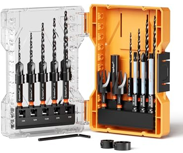 Crosstar 18PCS Countersink Drill Bit Set with Wood Plug Cutter & Stop Rings | Tapered Pilot Bits, M2 HSS, 1/4 Quick Change Hex Shank | All-in-One Woodworking Kit with Storage Box
