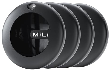 MiLi MiTag Duo Smart Tracker Tag, Localizzatore Bluetooth Compatibile Apple Dov'è e Google Funzioni Trova (iOS e Android), Trova Oggetti e Chiavi/Bagagli/Valigie/Zaini/Portafogli (4 Pack)