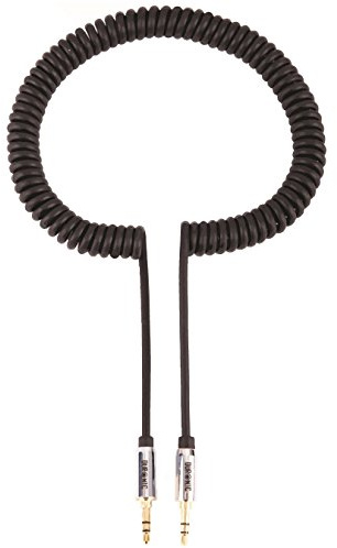 Duronic Aux Cable 3M | 3.5mm Male-to-Male Jacks | Coiled Auxiliary Lead that Extends to 3 Metres | Extendable Wire