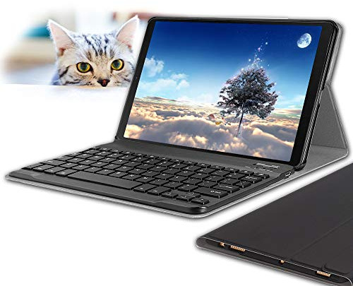 Tastaturhülle für Samsung Galaxy Tab A, 10,1 Zoll (2019), SM-T510/T515, Wineecy PU-Leder mit abnehmbarer kabelloser Bluetooth-Tastatur für Samsung Galaxy Tab A, 10,1 Zoll (25,7 cm) 2019, Schwarz