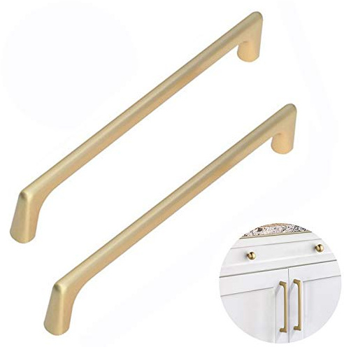 Dulau 2 Pièces Poignées de Porte de Tiroir de Cuisine en Laiton Brossé, Poignee de Porte Meuble, Poignée de Tiroir Matériel Moderne pour Cuisine, Chambre, Armoire, Entraxe 160 mm