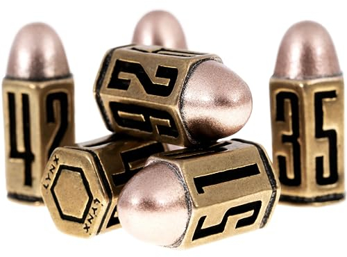 Patronen Metall Dice Würfelset/Metal Bullet Dice Set - sechs Messing D6 DND Würfel Metall - Kompatibel mit Dungeons and Dragons, Rollenspiel/DND Zubehör Geschenk – Pen and Paper Würfel Set