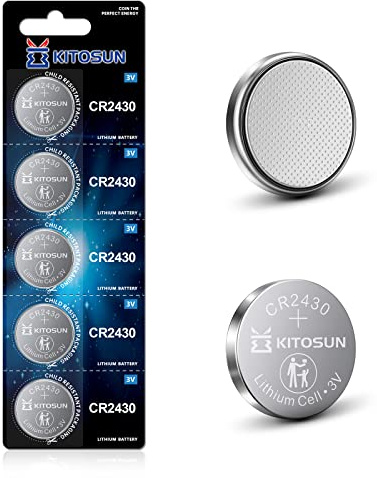 Kitosun CR2430 3V Lithium Coin Battery – Premium CR 2430 Lithium Cell Button Batteries for Volvo Car Key Fob Remote Control Fossil Hybrid Smart Watch Clock Radio Security System (5 Pcs)