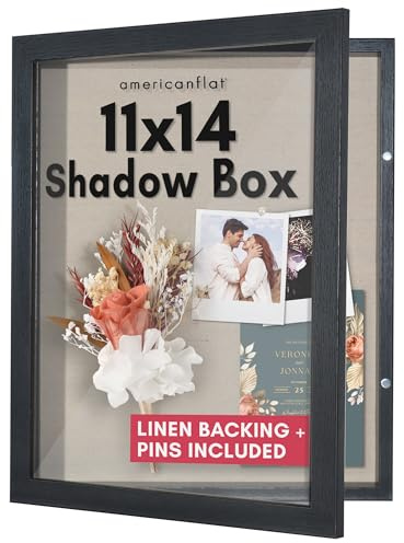 Americanflat 11x14 Shadow Box Frame - Engineered Wood - Black