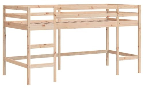 vidaXL Cama Alta de Niños con Escalera, Somier Infantil, Estructura de Cama, Cama para Niños Mayores de 6 Años, Madera Maciza de Pino 90x190 cm