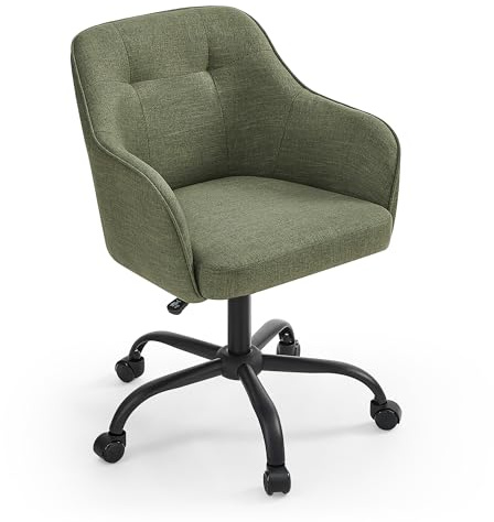 SONGMICS Office Chair - Adjustable Height, Armrests, 110 kg Load, Cotton-Linen Fabric, Home Office, Study, Bedroom, Green OBG019C11