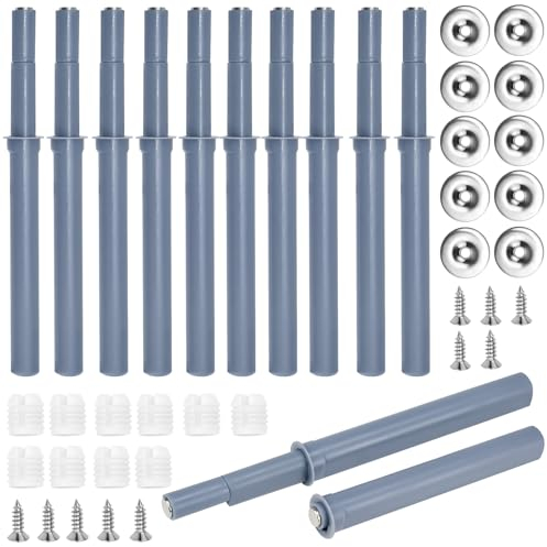 KLYNGTSK 10 PCS Systeme Push to Open Tiroir Amortisseur Systeme de Fermeture Porte 80 MM Système Push Pull avec Vis Fermetures Push to Open Magnétique Loquet pour Porte Placards Meuble Armoire, Gris