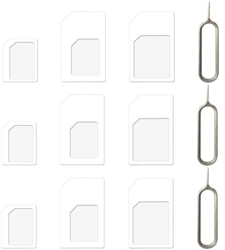 SGERUFZ 3 set 4 en 1 adaptador nano SIM y micro SIM para smartphone, teléfono y tablet, mini set con cierre de clic, ajuste perfecto, nano a micro, nano a estándar, micro a estándar