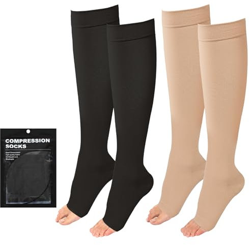 Evolyline 2 Paar Medizinische Kompressionsstrümpfe Damen & Herren 20-30 mmhg Klasse 2, Kompressionssocken ThrombosestrüMpfe Damen Flug, StüTzstrümpfe Stützstrumpfhose füR Krampfader KnöChel