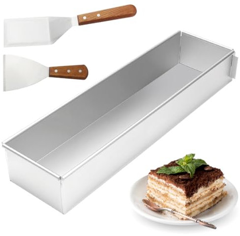 RANJIMA Stampo per torta tiramisù, Teglia da forno Rettangolare Regolabile in lega di Alluminio per la Preparazione di torte Pane torte a Strati per Compleanni Matrimoni Feste