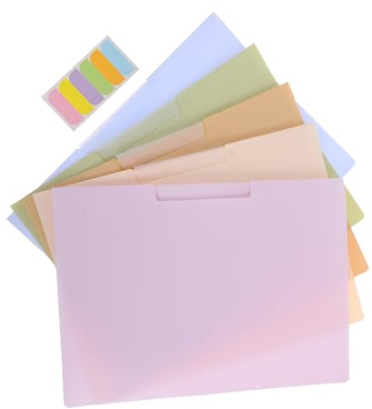 FOYTOKI Carpeta Clasificadora con Clip Oscilante para Documentos A4, Resistente y Multifuncional, Adecuado para Entornos Escolares y Profesionales, Pack de 5 Unidades en Color Aleatorio