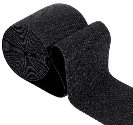 XLIUAX Elastiskt band brett, elastiskt band för sömnad, brett stickat elastiskt band, svarta stickade stretchiga band för sömnad, gör-det-själv-projekt, hantverk, midjeband, byxlinning överkast, 300 x