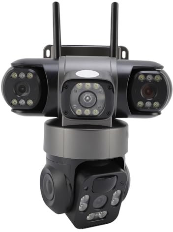 Yctze Caméra de sécurité Solaire 4G Triple Objectif 2MP HD 3 Voies Surveillance avec Détection de Mouvement Détection de Forme Humaine 8W Panneau Solaire pour la Surveillance du (Version en