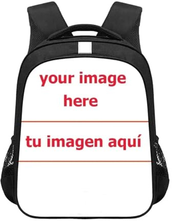 Sac À Dos Personnalisé avec Votre Propre Design Image/Photo Imprimée Dessin Animé Sacs À Dos De Maternelle Garçons Filles Sacs D'école pour Enfants Sac À Livres Cadeau Black,16 inches