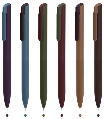 Bolígrafos de Gel de 6 Colores,Punta Fina 0.5mm Retráctiles a Clic Secado Ultrarrápido para Bullet Journal, Dibujo, Escritura y Notas Colores retro