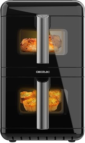 Cecotec Freidora de Aire sin Aceite - Air Fryer 12L Cecofry DuoLevel 12000 Window. 2900W, 2 Cubetas 6L, Cocina hasta 4 Alimentos, Sync, 10 Menús, Temp 40-200ºC, Ventana Superior, Panel Táctil a Color