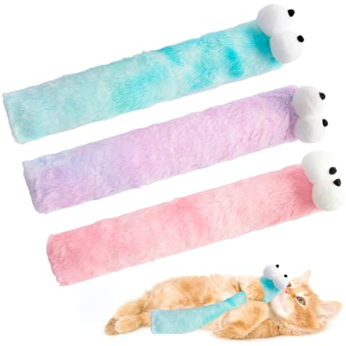 LIEVUIKEN Cat Toys Pillows 3 Pack, Soft and Durable Catnip Toys for Indoor Cats, Interactive Kitten Exercise and Play Toys, Plush Cat Nip Kicker Toys Kitty Chew Toy for Teeth Cleaning, Pastel Set