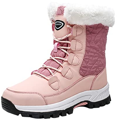 Generisch Stivali da neve con lacci per tenere le scarpe con le dita dei piedi, caldi, da donna, in velluto, Colore: rosa., 39 EU