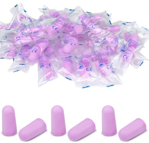 Tappi per le orecchie in schiuma ultra morbida, 38 dB SNR, riduzione del rumore, tappi per le orecchie per dormire, protezione dell'udito, russare, volare, apprendimento, lavoro (viola, 30 paia)