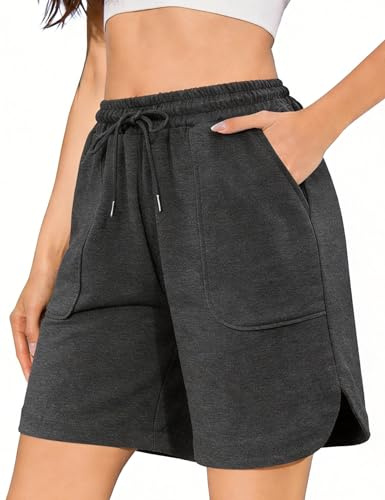 Litherday Sportshorts för dam sommar 95 % bomull casual shorts med fickor och sidoslits för jogging fitness S-XXL