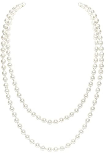 BABEYOND Long collier en perles d'imitation Tendance de Style Collier Long de Fausses Perles pour Mariage Fiançailles 140 cm Blanc