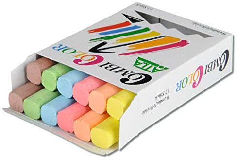 Tafelkreide bunt in Faltschachtel, 12 Stück, staubfrei | Wiemann Lehrmittel (6 Farben)