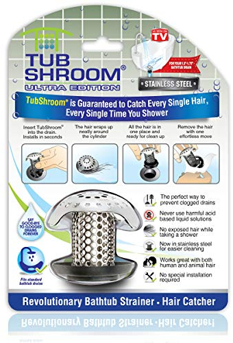 TubShroom Ultra Badewannen-Haarfänger, Abflussfänger, Edelstahl, 1-Pack