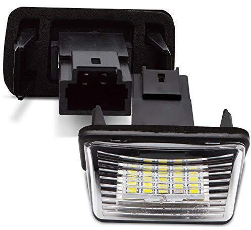 LncBoc LED Luz de la matrícula para coche Lámpara Numero plato luces Bulbos 3W 12V 18SMD con CanBus No hay error 6000K Xenón Blanco frio para 206/207/306/307/308/406/407, 2 Piezas