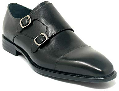 Carrucci Double Monkstraps Leather Loafer, (Black, Numeric_14)