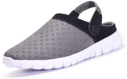 Clogs herr pantoletter Mesh Sabot Summer, tofflor,trädgård, skor med halkfri mjuk sula fritid sandaler, storlek 36–48, - Mörkblå - 45 EU