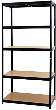 Mendler Schwerlastregal HWC-E33, Kellerregal Steckregal Lagerregal, 875kg Stahl 5 Böden - schwarz 200x100x60cm