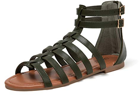katliu Sandaler dam platta sommarremmar Gladiator 36-41, Grön, 38 EU
