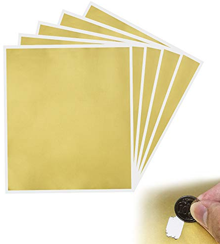 KBNIAN 5 Stück Quadratische Rubbellose Scratch Off Label Stickers Gold Rubbel Etiketten DIY Groß Scratch Sticker Aufkleber zur Hochzeit, Weihnachten, Geburtstage oder andere Anlässe