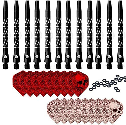 ToBeIT Dart shafts schwarz Dartpfeil-Schäfte Dart Flights Dartzubehör (schwarz 12pcs)