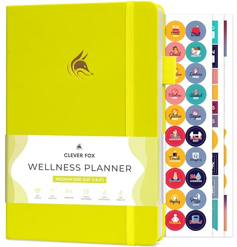 Clever Fox Wellness Planner & Food Journal for Weight Loss, A5 Neon Yellow