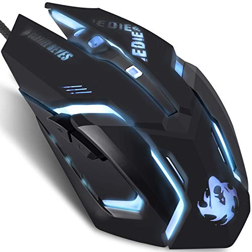 IULONEE Mouse da gioco cablato Gaming Mouse USB silenzioso Comodo mouse da gioco Mouse ergonomico a grandezza naturale 3200 DPI per PC Computer Laptop Desktop (Nero)