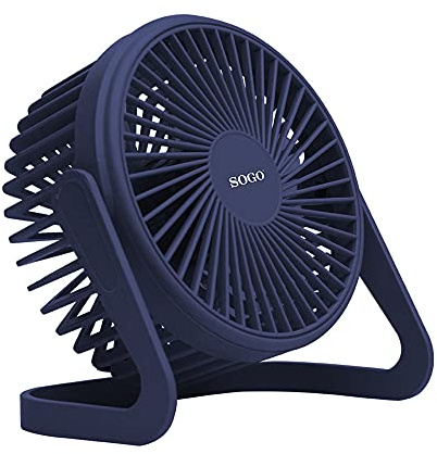 SOGO 21401 Mini ventilateur de bureau USB léger et silencieux, diamètre 5 (12cm), distance 40 cm, 2 W (Bleu Maïne)