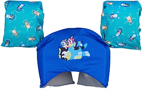 SwimWays Bluey Swim Trainer, US Coast Guard Approved Life Vest, Kids Swim Vest and Swimming Aid, Bluey Arm Floaties & Life Jackets for Kids 33-55 lbs