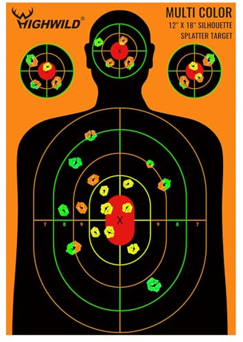 Highwild Silhouette Splatter Paper Targets - Splash Effect of Multiple Colors - 12x18 Inch (25 Pack)