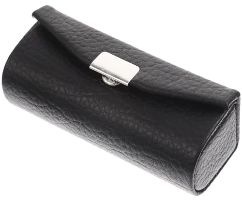 Beavorty Purse Holder PU Leather Lipstick Case with Mirror Lipstick Holder Portable Lip-Balm Organizer Travel Cosmetic Containers for Lip-Balm Gloss Black Small Stand