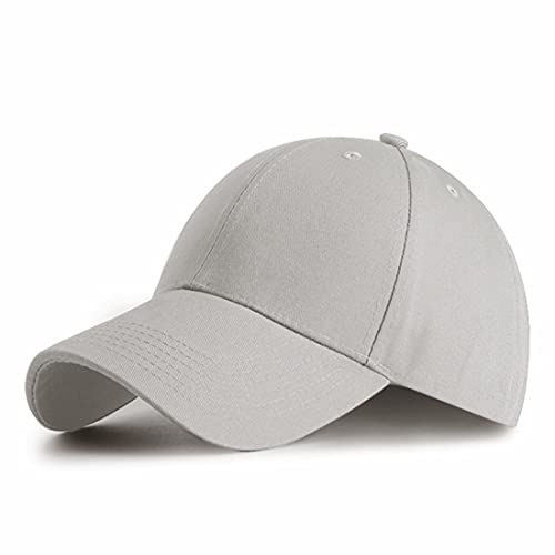 HGDGears Plain Baseball Cap for Men, Classic Solid Colour Cotton Hat（LightGrey）